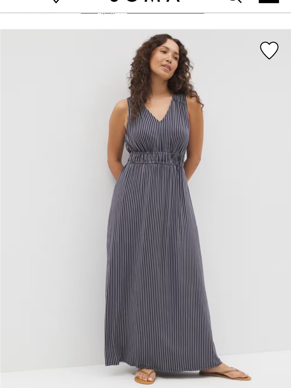 New Soma Sleeveless Navy Stripe V-Neck Maxi Dress with built in bra
